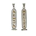 FAMA.store Personalized Cartouche Necklace Pendant 14K,18K Gold and Silver 2-Sided Translate into ancient egyptian Hieroglyphs ((4-5 Letters) for each side, Sterling Silver & 18K gold symbols)