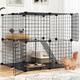 YITAHOME Cat Cage Indoor/Outdoor, DIY Cat Enclosures with 2 Doors, 1 Ladders, Metal Cat Playpen 2-Tiers Kennels Pet Crate, Pet Cage for Cats, Bunny, Chinchilla, Black, 76 x 76 x 73 cm