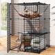 YITAHOME Cat Cage Indoor, DIY Cat Enclosures with 3 Doors, 2 Ladders, Metal Cat Playpen 3-Tiers Kennels Pet Crate with Extra Large Hammock, Pet Cage for 1-2 Cats Bunny Chinchilla Black 72x72x104 cm