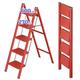 JOISCOPE 5 Step Ladder With Anti Slip Wide Treads Step Stool, 270 KG Load Capacity Lightweight Folding Step Ladder, Portable Step Stool, Indoor/Outdoor Multifunctional Safety Household Ladder, Red