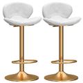 DameCo Barstools Adjustable Bar Stools with Footrest Counter Stools with Backs, Velvet Swivel Counter Height Bar Stools for Kitchen Island, Pub-White+Gold interesting