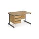 Contract 25 800 mm Deep Straight Desk with Fixed 3 Drawer Pedestal and Graphite Cantilever Leg, Oak, 120 x 80 cm