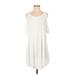 Umgee Casual Dress - Mini Scoop Neck 3/4 sleeves: Ivory Print Dresses - Women's Size Small