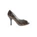 Enzo Angiolini Heels: Pumps Stilleto Cocktail Gray Solid Shoes - Women's Size 6 1/2 - Peep Toe