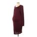 Motherhood Casual Dress - Sweater Dress: Burgundy Dresses - Women's Size Medium Maternity