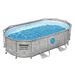 Bestway Power Swim Vista Above Ground Outdoor Swimming Pool Set w/ Filter Pump, Ladder, & Pool Cover in Gray | 39.5 H x 98 W x 168 D in | Wayfair