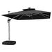 Purple Leaf 120" Double Top Solar Powered LED Square Cantilever Umbrella w/ Wheeled Base, Polyester in Black | 108 H x 120 W x 120 D in | Wayfair