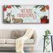 The Holiday Aisle® Merry Christmas On Canvas Textual Art Canvas, Solid Wood in Brown/Green/Red | 12 H x 30 W x 1.5 D in | Wayfair