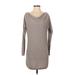 White House Black Market Casual Dress - Sweater Dress Cowl Neck Long sleeves: Gray Color Block Dresses - Women's Size Small