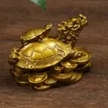 Statue de tortue Feng Shui en or dragon figurine pièce de monnaie richesse chanceux décoration
