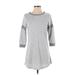 Casual Dress - A-Line Crew Neck 3/4 sleeves: Gray Color Block Dresses - Women's Size X-Small