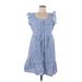 BeachLunchLounge Casual Dress - A-Line Square Sleeveless: Blue Print Dresses - Women's Size Medium