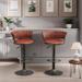 360° Swivel Bar Stools Set of 2, Adjustable Counter Height Stools with Back, PU Leather Kitchen Island Stools with Base, Navy