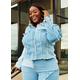 Plus Size Cropped Patchwork Denim Jacket