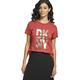 DKNY Women's S/S Stack Logo Tee T-Shirt, RED Ochre, X-Small