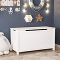 Kids Wooden Toy Chest 2 In 1 Large Toy Storage Truck Bench with Flip-Top Lid 2 Safety Hinges & Groove Handle Toddler Big Toy Box for Playroom Living Room Bedroom Gift for Boys Girls Age 3+ White