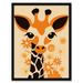 Cute Baby Giraffe With Flowers Orange Graphic Artwork Zoo Animal Floral Kids Bedroom Painting Art Print Framed Poster Wall Decor 12x16 inch