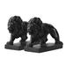 Glitzhome Set of 2 - 24.5 L MGO Black Walking Lion Garden Statue