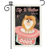 HGUAN Life Is Better with Dogs Garden Flag 12x18 Inch for Outside Puppy Pet Home House Garden DÃ©cor Welcome Yard Farmhouse Decor