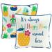Jordan Manufacturing 16 x 16 Happy Hour Cream and Multicolor Novelty Reversible Square Outdoor Throw Pillow