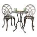 Noble House Charleston 3-Piece Outdoor Cast Aluminum Bistro Set in Copper