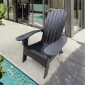 Wooden Rocking Adirondack Chair Outdoor Patio Chairs with Cup Holder/Umbrella Holder Black