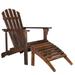 OverPatio Wood Adirondack Chair with Ottoman Wooden Chaise Chair for Garden Poolside Deck Porch