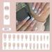 BEBUTTON 24pcs Fake Nails Press on Nails Long Square Impress Nails Floral Print for Women Girls Valentines Day Nails Glossy and Nail Glue Pink