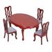 Dollhouse Table Chair Set 1:12 Doll House Miniature Furniture Vintage Red Wooden Carved Sofa Hand Made Red Wooden Dining Table Chair Set Home Decoration Perfect for Interior Model