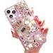 Compatible with iPhone 15 Pro Max Bling Glitter Case Luxury Bling Diamond Rhinestone Gemstone 3D Perfume Bottle and Flower Gemstone Soft TPU Back Cover Case for Women Girls with iPhone 15 Pro Max 6.7