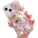 iPhone 13 Luxury Bling Glitter Case Diamond Rhinestone 3D Perfume Bottle & Flower Soft TPU Cover for Women & Girls