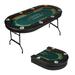 Premium 8 Player Foldable Poker Table Portable Texas Blackjack Holdem Poker Table with Stainless Steel Cup Holders Folding Casino Leisure Card Board Game Table with Padded Rails Green