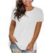 Women Full Sleeve Tops Short Sleeve Round Neck Top Plus Size Solid Color Basic T-Shirts Womens Elbow Sleeve Tops