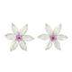 Women's White / Pink / Purple 18K White Gold In Marquise Shape Rose Cut Diamond & Sapphire Flower Stud Earrings Artisan