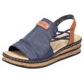 Keilsandalette RIEKER Gr. 42, blau (dunkelblau) Damen Schuhe Keilsandaletten