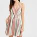 American Eagle Outfitters Dresses | American Eagle Linen Cotton Blend Colorful Striped Halter Dress With Pockets | Color: Green/Pink | Size: L