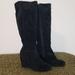 Nine West Shoes | Nine West Vertie Knee High Tall Black Suede Wedge Boots Sz 8 | Color: Black | Size: 8