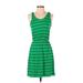 Gap Casual Dress Scoop Neck Sleeveless: Green Print Dresses - Women's Size X-Small