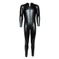 Men's Pu Bondage Sex One-Piece Zipper Style Leather Clothing Fetish Restriction Game Nightclub Show Costumes (L)