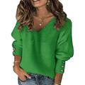 CBLdF Women'S Jumper Women Autumn Winter Loose V-neck Long Sleeved T-shirt Knitted Basic Bottoming Sweater Oversized Soft Elastic Pullover-green-5xl