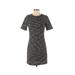 Club Monaco Casual Dress - Sheath Crew Neck Short sleeves: Black Marled Dresses - Women's Size Small