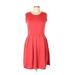 Lyss Loo Casual Dress - A-Line Scoop Neck Sleeveless: Red Print Dresses - Women's Size Large