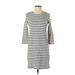 Madewell Casual Dress - Sheath Crew Neck 3/4 sleeves: Ivory Stripes Dresses - Women's Size 2X-Small