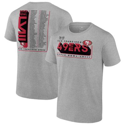 San Francisco 49ers Super Bowl LVIII Team-Mitgliederliste T-Shirt für Herren in meliertem Grau Image