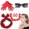 Lunettes œil de chat pour femmes accessoires de costume bande de sauna des années 50 robe de