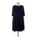 Roaman's Casual Dress - A-Line: Blue Solid Dresses - Women's Size 30