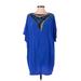Trina Turk Short Sleeve Blouse: Blue Print Tops - Women's Size 4