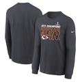 Youth Nike Anthracite Kansas City Chiefs 2023 AFC Champions Locker Room Trophy Collection Long Sleeve T-Shirt