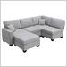 Gray/Brown Reclining Sectional - Latitude Run® Hafize 5 - Piece Upholstered Corner Sectional Linen | 32 H x 90 W x 60 D in | Wayfair