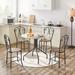 Williston Forge Jaicarious Round 35.4" Dining Set Wood/Glass/Metal in Black/Brown | 29.5 H x 35.4 W x 35.4 D in | Wayfair